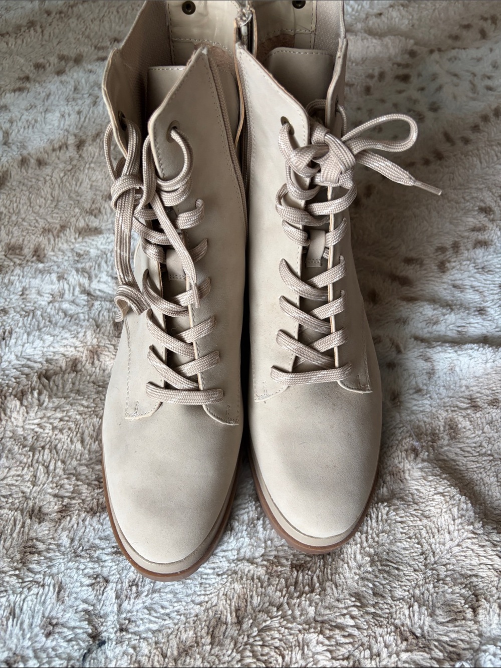 Soul Women's Lace-Up Ankle Boots in Light Beige